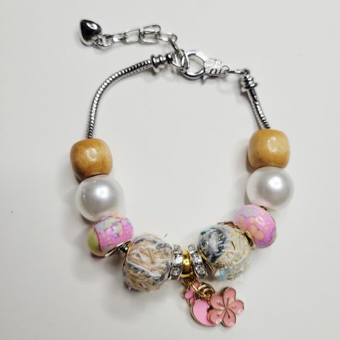 Pandora Style Charm Bracelet With Korean Yarn Charm Beads S/M