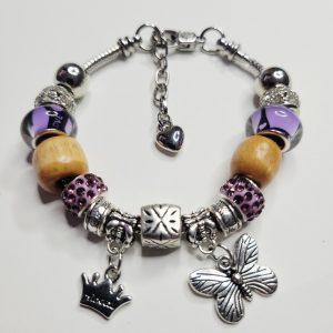 Pandora Style Charm Bracelet Purple Princess