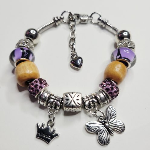Pandora Style Charm Bracelet Purple Princess