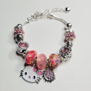Hello Kitty Pandora Style Charm Bracelet Pink And Silver