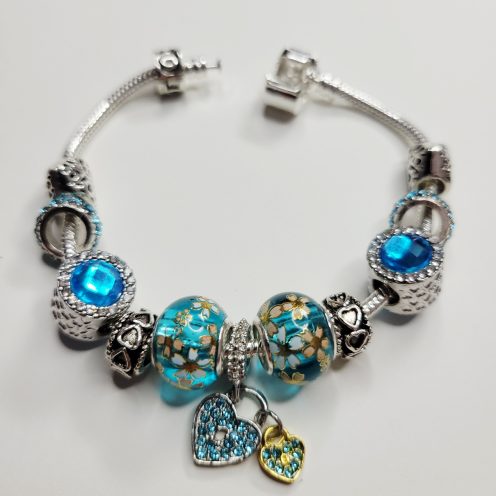Pandora Style Charm Bracelet Premium Blue Bayou