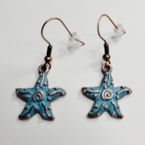 Copper Patina Star Charm Earrings