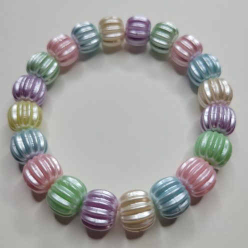 Shiny Pastel Dinner Mint Stretch Bracelet - Blue, Purple, Yellow, Pink, Green
