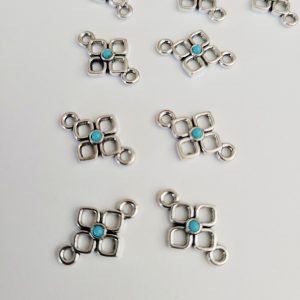 Closeout - Cute Silver And Turquoise Connector Charms (15)