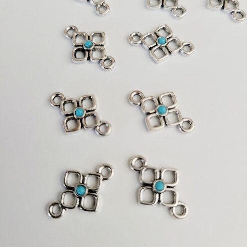 Closeout - Cute Silver And Turquoise Connector Charms (15)