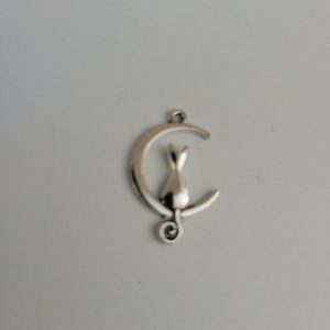 Closeout - Silver Color Moon Cat Charms (25)