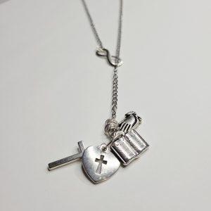 Christian Religious Slip Chain Necklace - Bible, Cross, Praying