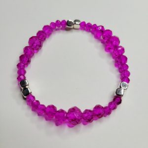 Hot Pink And Silver Stretch Bracelet - Small