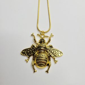 Large Queen Bee Gold Color Pendant Necklace