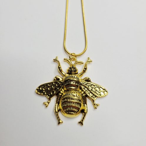 Large Queen Bee Gold Color Pendant Necklace