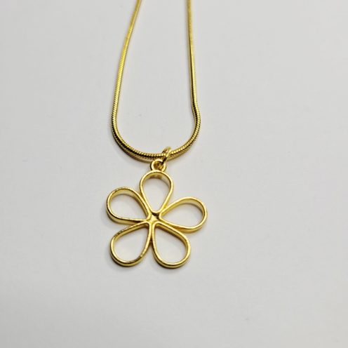 Flower Power Gold Color Snake Chain Necklace