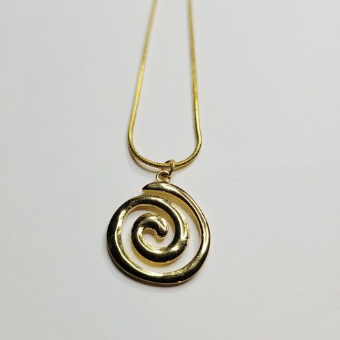 Golden Swirl Pendant Snake Chain Necklace