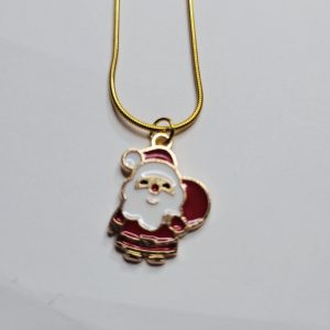Santa Claus Pendant Gold Color Snake Chain Necklace