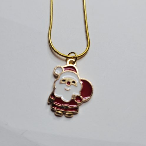 Santa Claus Pendant Gold Color Snake Chain Necklace