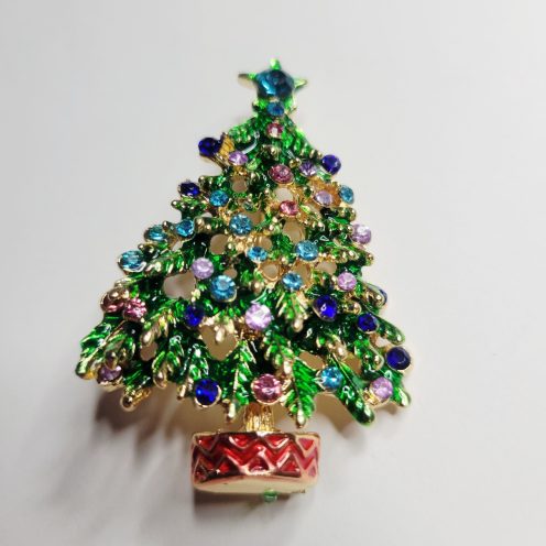 Beautiful Large Sparkly Christmas Tree Brooch