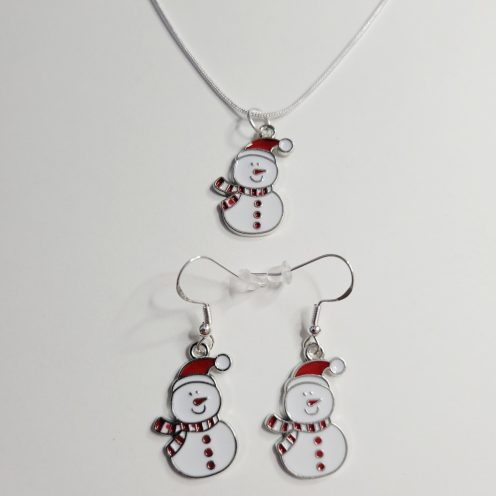 Snowman Sterling Silver Necklace And Earrings Bundle