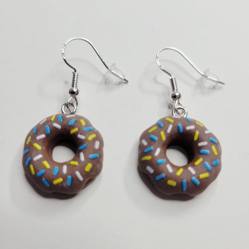 Frosted Chocolate Donuts With Sprinkles Earrings