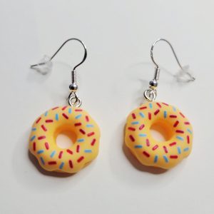 Frosted Orange Donuts With Sprinkles Earrings