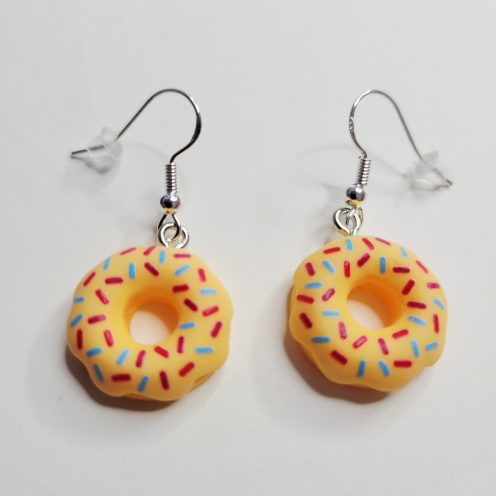 Frosted Orange Donuts With Sprinkles Earrings