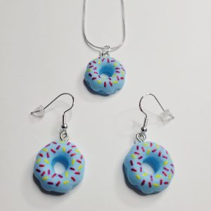 Choose Color - Frosted Donut Earrings And Sterling Silver Necklace Bundles