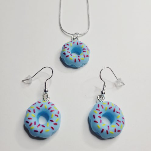 Choose Color - Frosted Donut Earrings And Sterling Silver Necklace Bundles