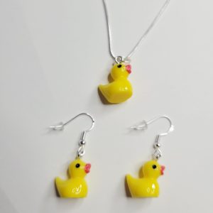 Rubber Ducky 3 Piece Necklace And Earrings Bundle