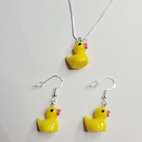 Rubber Ducky 3 Piece Necklace And Earrings Bundle