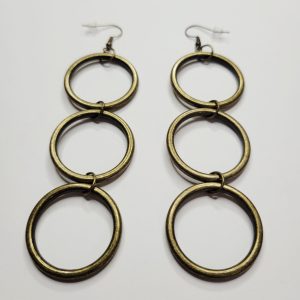 Bronze Triple Hoop Long Earrings