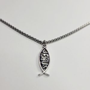 Silver Color Jesus Fish Pendant Necklace - Men Or Women