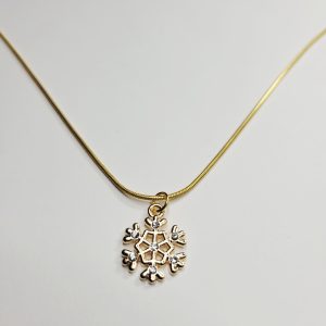 Golden Shiny Snowflake Pendant Necklace