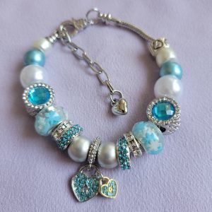 Pandora Style Charm Bracelet Snowflakes And Hearts - Med