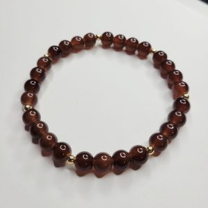 Mens Rootbeer Glass Bead Stretch Bracelet