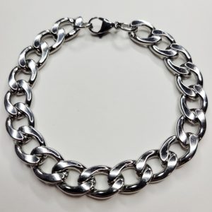 Mens 12mm Stainless Steel Cuban Link Bracelet L