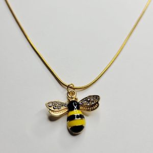 Bumble Bee Charm Necklace On Gold Color Snake Chain