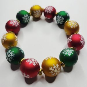 Several Styles! Flocked Christmas Ornament Stretch Bracelets