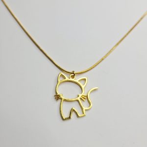 Fierce Cat Shiny Gold Color Necklace