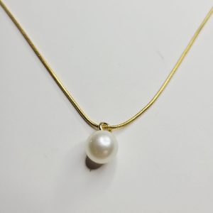 Pearl And Gold Snake Chain Necklace