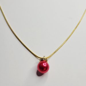 Red And Gold Christmas Ornament Necklace