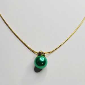 Green And Gold Christmas Ornament Necklace