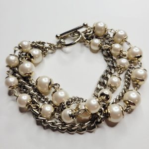 Vintage Estate - Gorgeous Antique Pearl And Cuban Link Cascade Bracelet