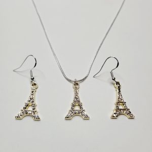 Shimmering Paris Eiffel Tower 3 Piece Necklace Earring Set