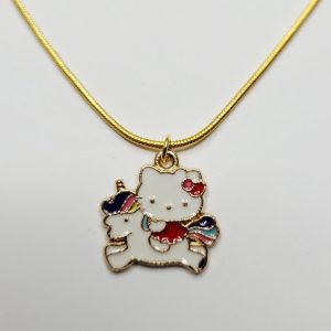 Hello Kitty Unicorn Pendant With Gold Color Snake Chain