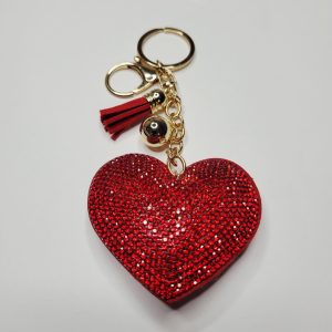 Big Red Puffy Heart Keychain Bag Charm