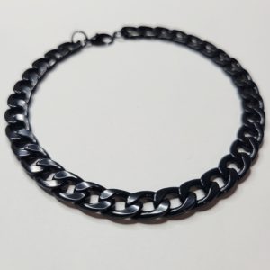 Mens Black Cuban Link Bracelet - 8 in