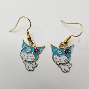 Hello Kitty Blue Kuromi Gold Color Earrings