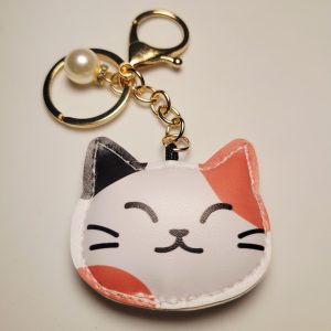 Large Leatherette Cat Keychain Bag Charm