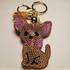 Large Pink And Tan Chihuahua Keychain Bag Charm