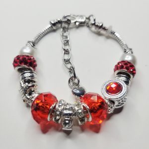 Pandora Style Charm Bracelet Red Hot Valentine