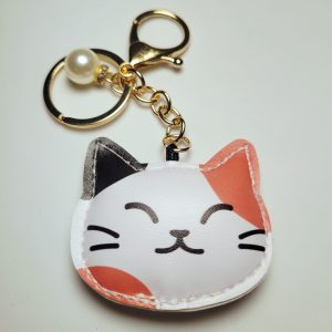 Large Leatherette Cat Keychain Bag Charm
