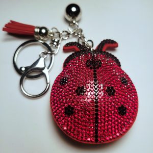 Large Red Rhinestone Ladybug Keychain Purse Charm